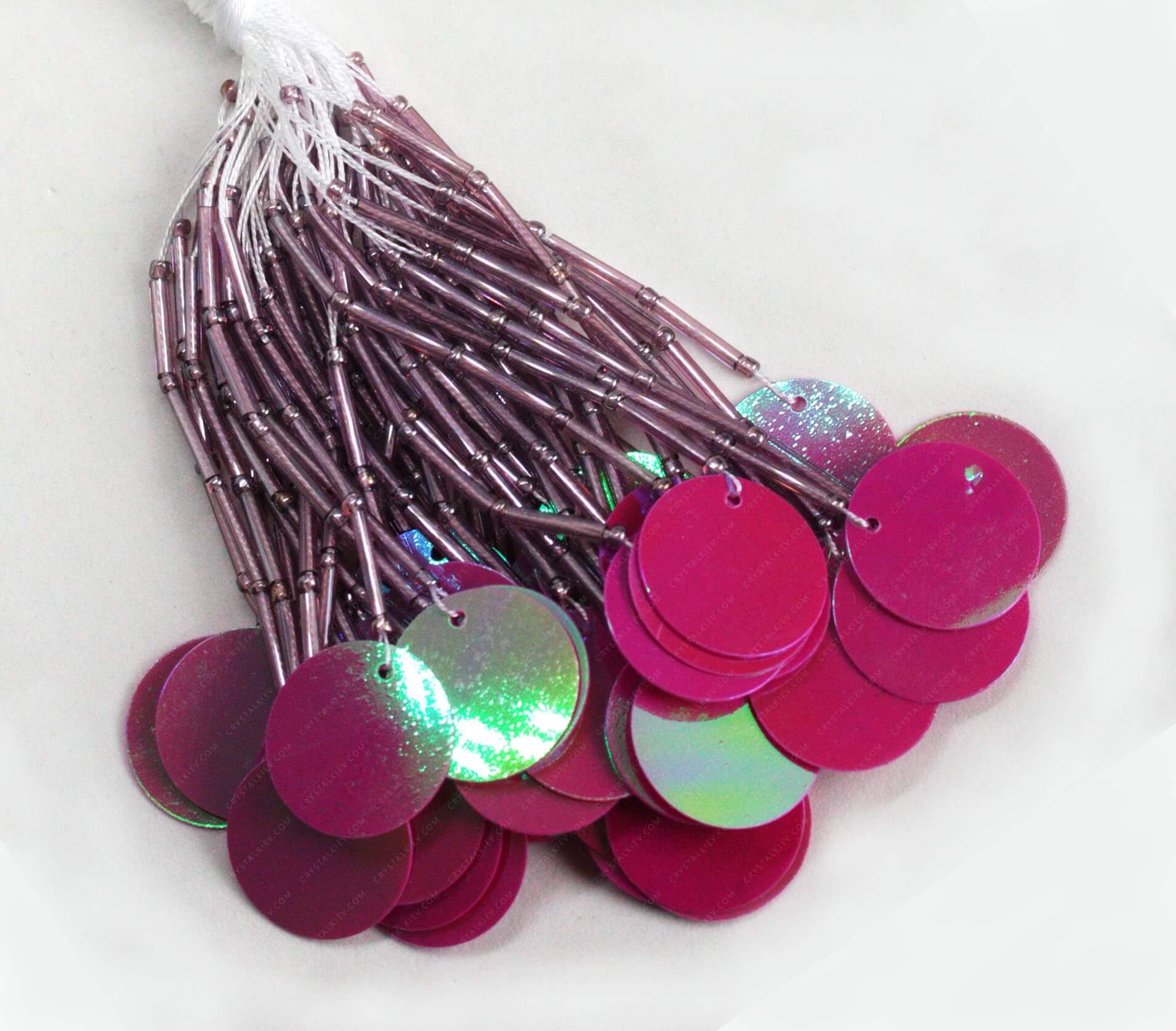 Пучки стекляруса Violet + паєтка Fuchsia AB 2см